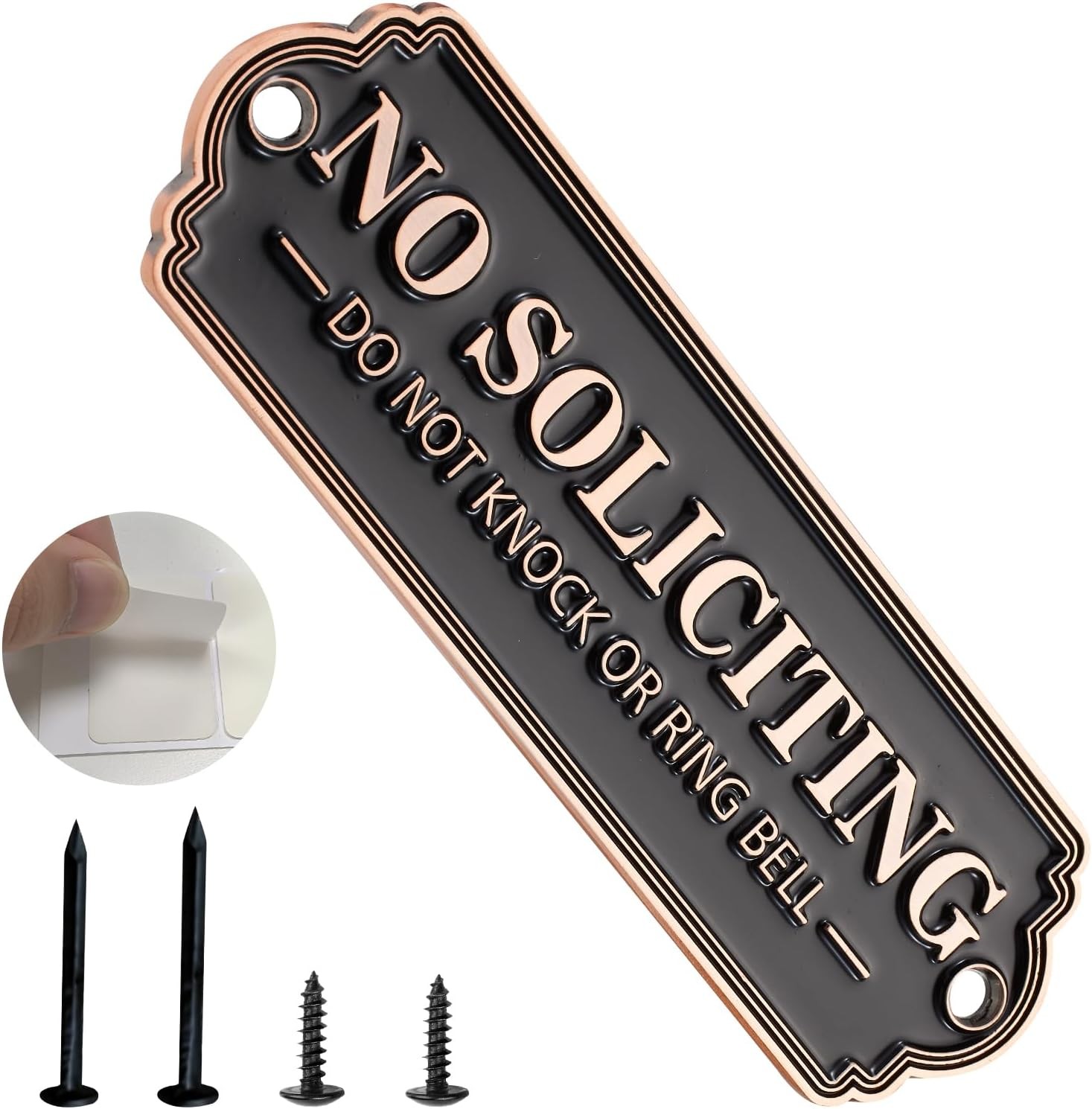 No Soliciting Sign for House – Solid Brass Wall Plaque Handmade Traditional Home