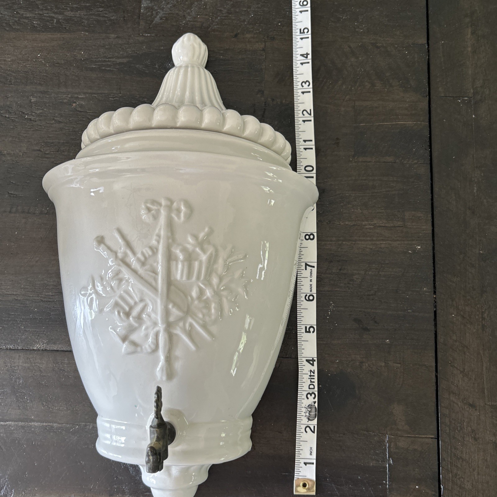 Vintage Italian Ceramic Wall Fountain With Brass Spigot – Made in Italy Decor