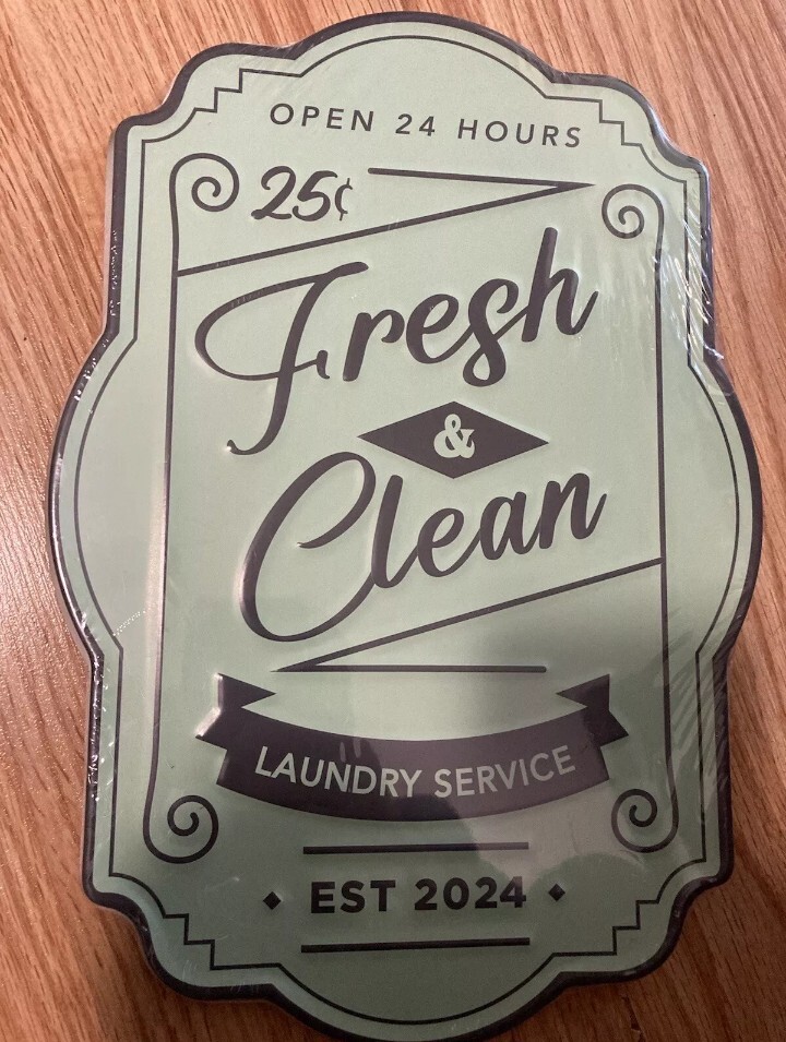 🔥 Laundry Room Decor, 25¢ Fresh & Clean Sign, Laundry Room Aluminum Metal Sign
