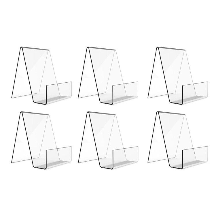 6 Pack Acrylic Book Stand Clear Easel Stand for Display Book Display Holder Tool
