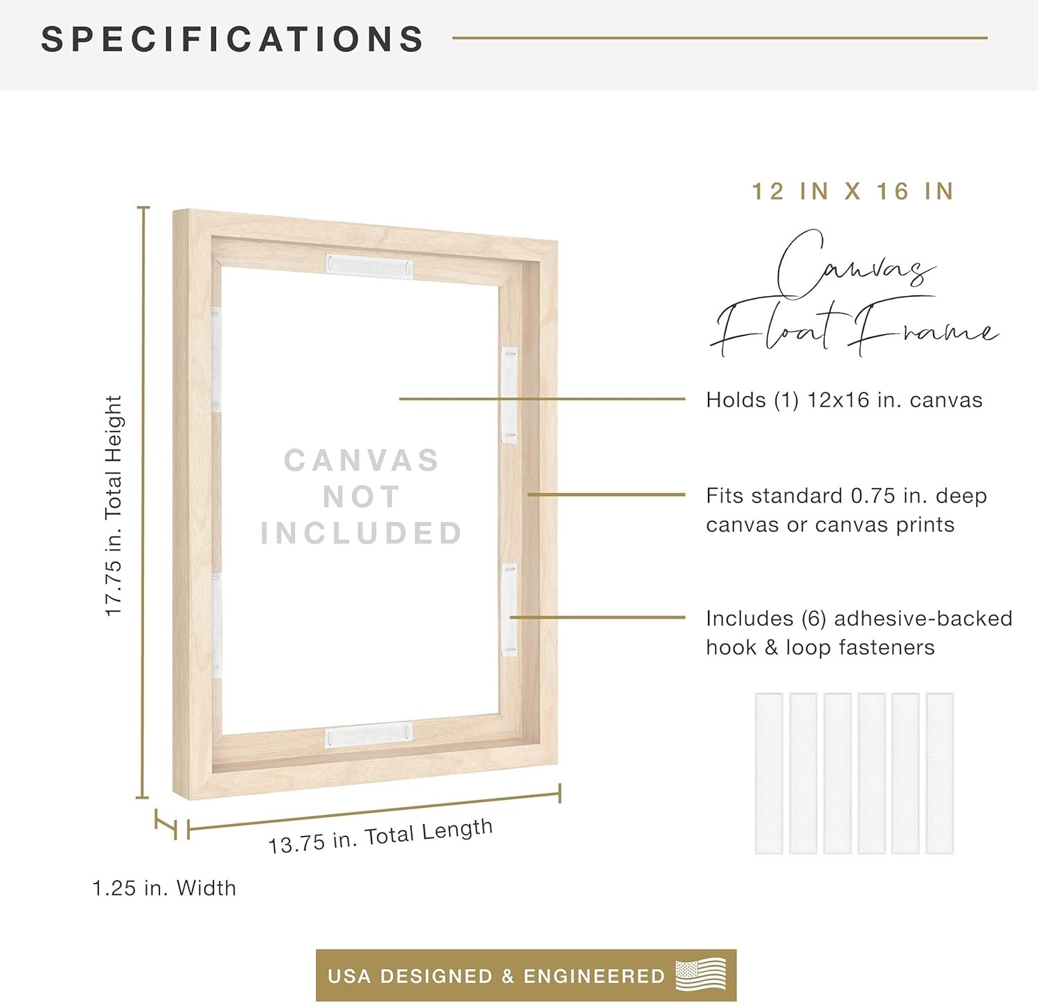 Canvas Float Frames Natural Woodgrain Vertical Horizontal Wall Hanging 12×16 NEW