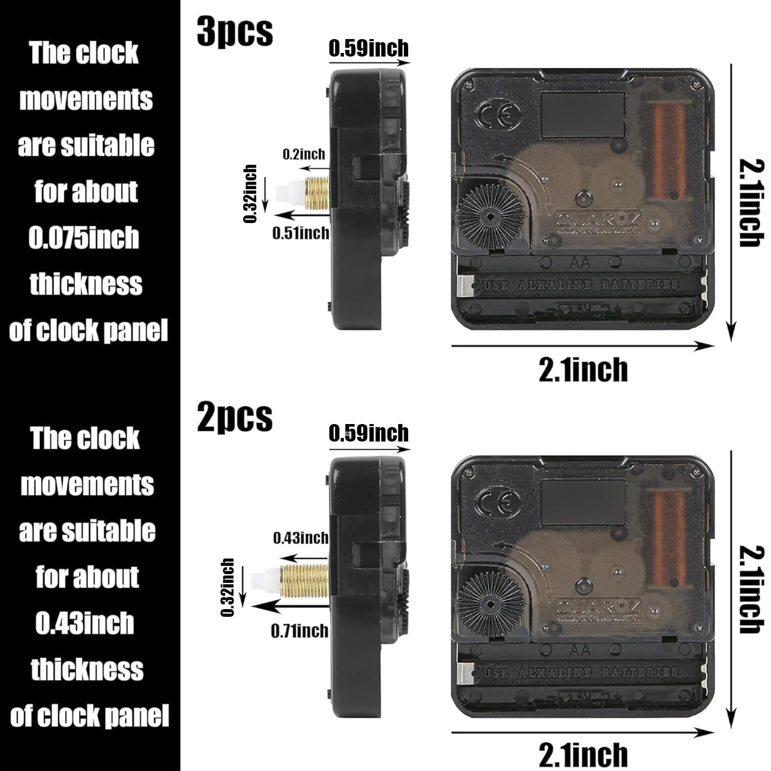 5pcs High Torque Quartz Clock Movement Mechanism Replacement Kit with…