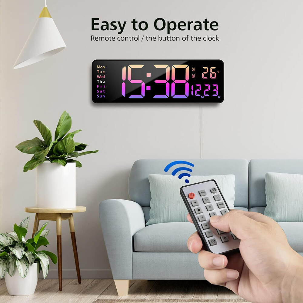 16inch BIG DIGITAL LED CLOCK WALL MOUNT LARGE NUMBERS TIMER DATE TEMPERATURE US