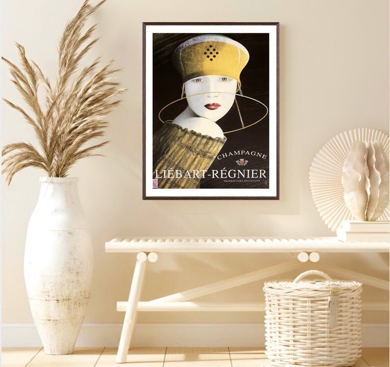 Champagne Liebart Regnier Vintage Poster Drink Art Print Bar Decor