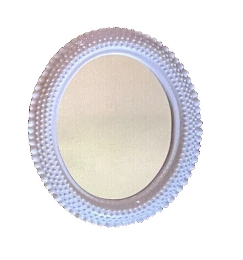 Vintage 18″ x 15″ Burwood Bright White Ruffled Edge Hobnail Mirror #2657 USA EUC