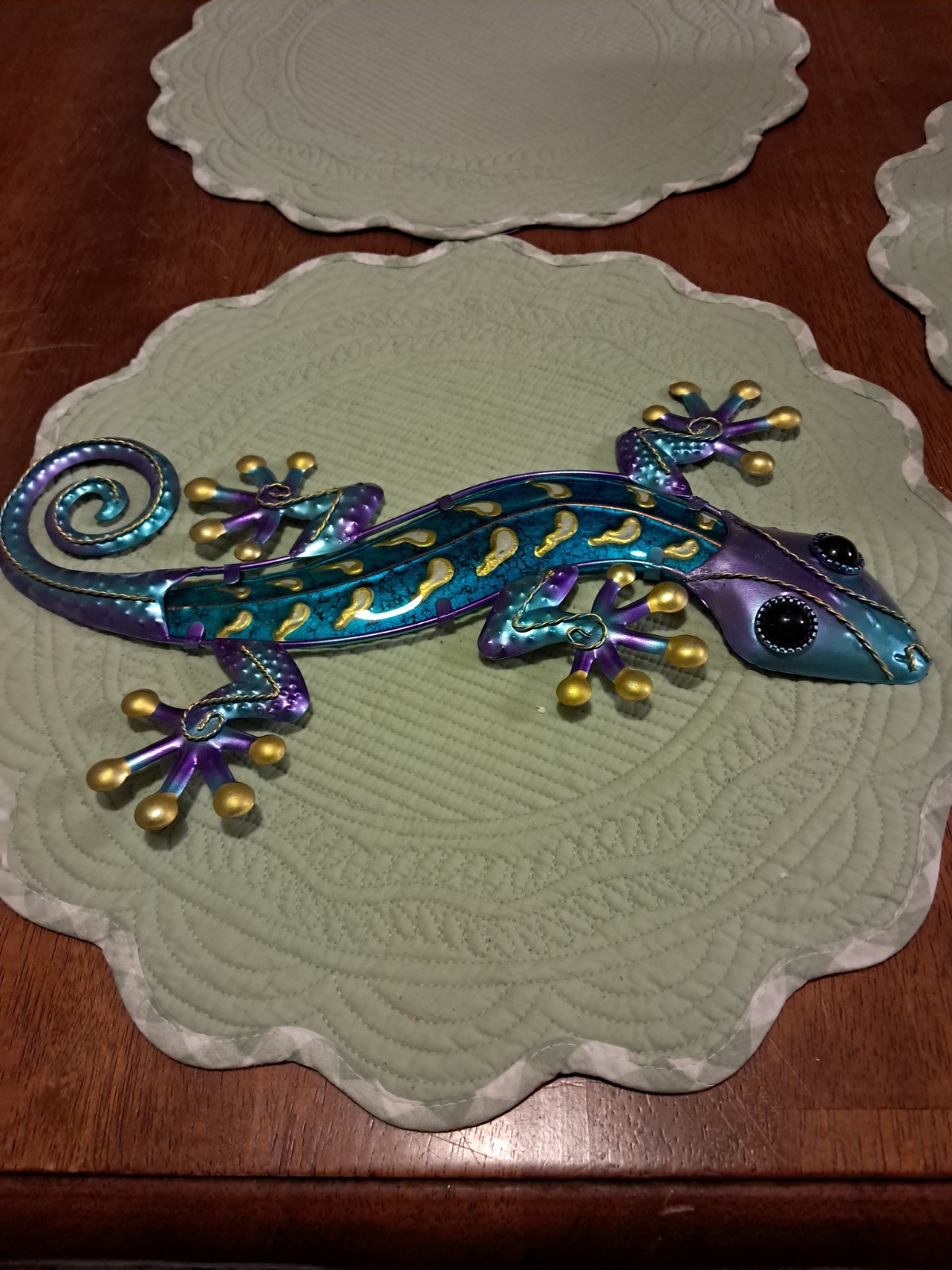 Metal And Glass Lizard Multi-color Wall Art 15 Inches By 7 Inches