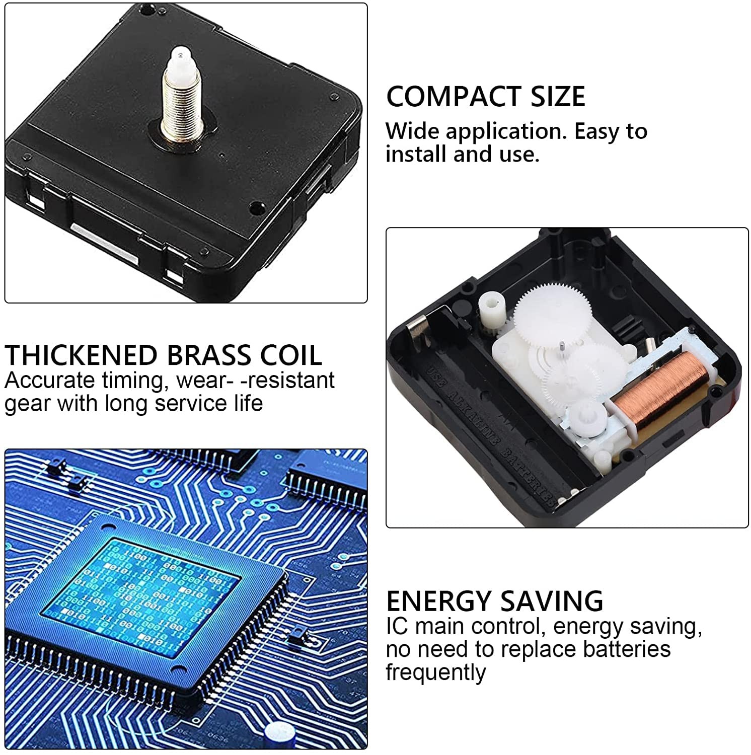 2Pcs Quartz Clock Mechanism Kit, Wall 16mm+23mm Mechanisms