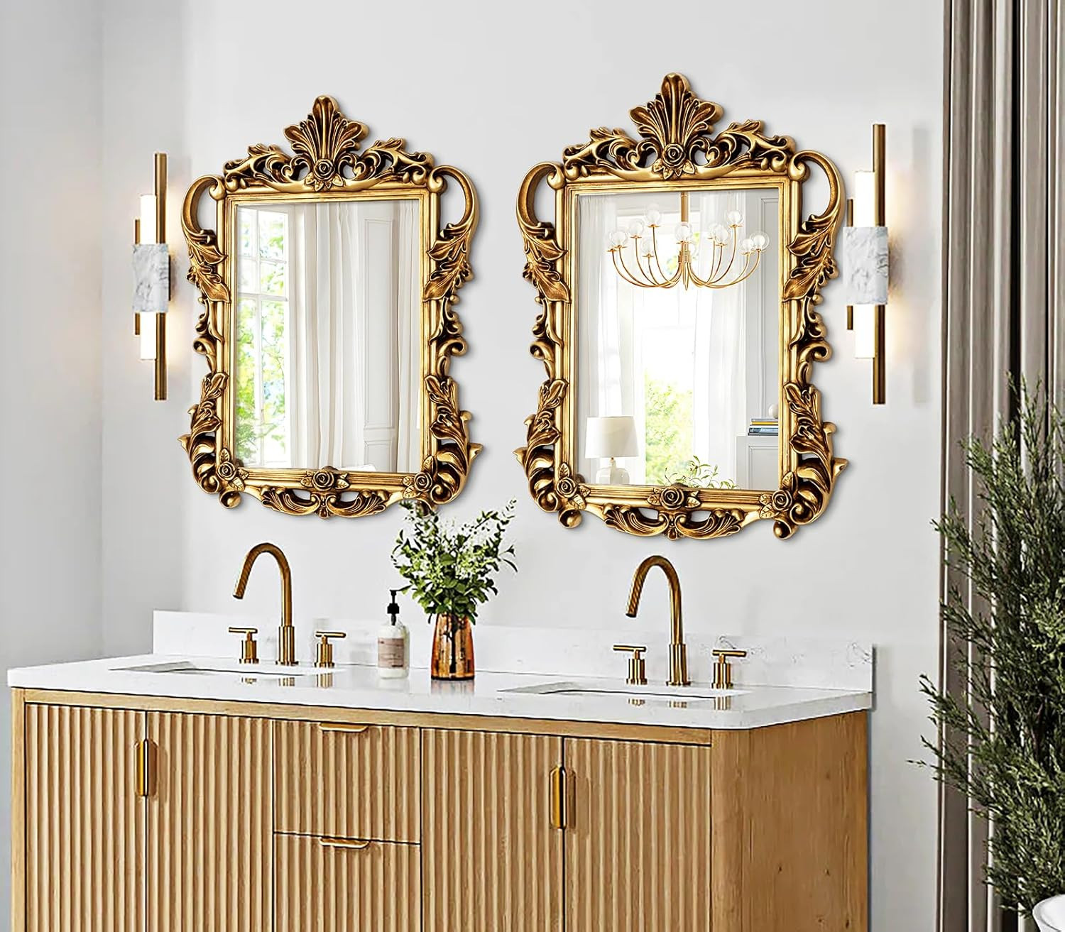 Antique Gold Baroque Mirror 43.7” x 32.2” – Elegant Home Decor Accent