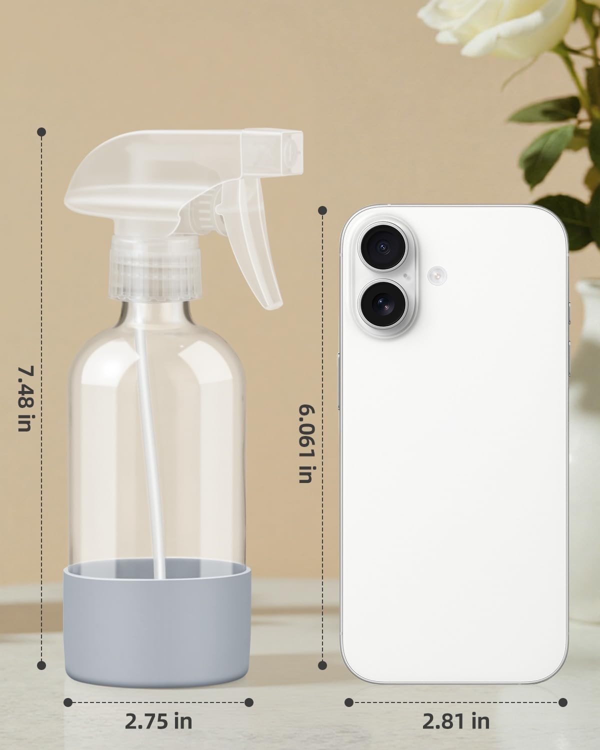 Worldgsb 2 Pack Glass Spray Bottles 8 oz, Empty Refillable Blue&Grey