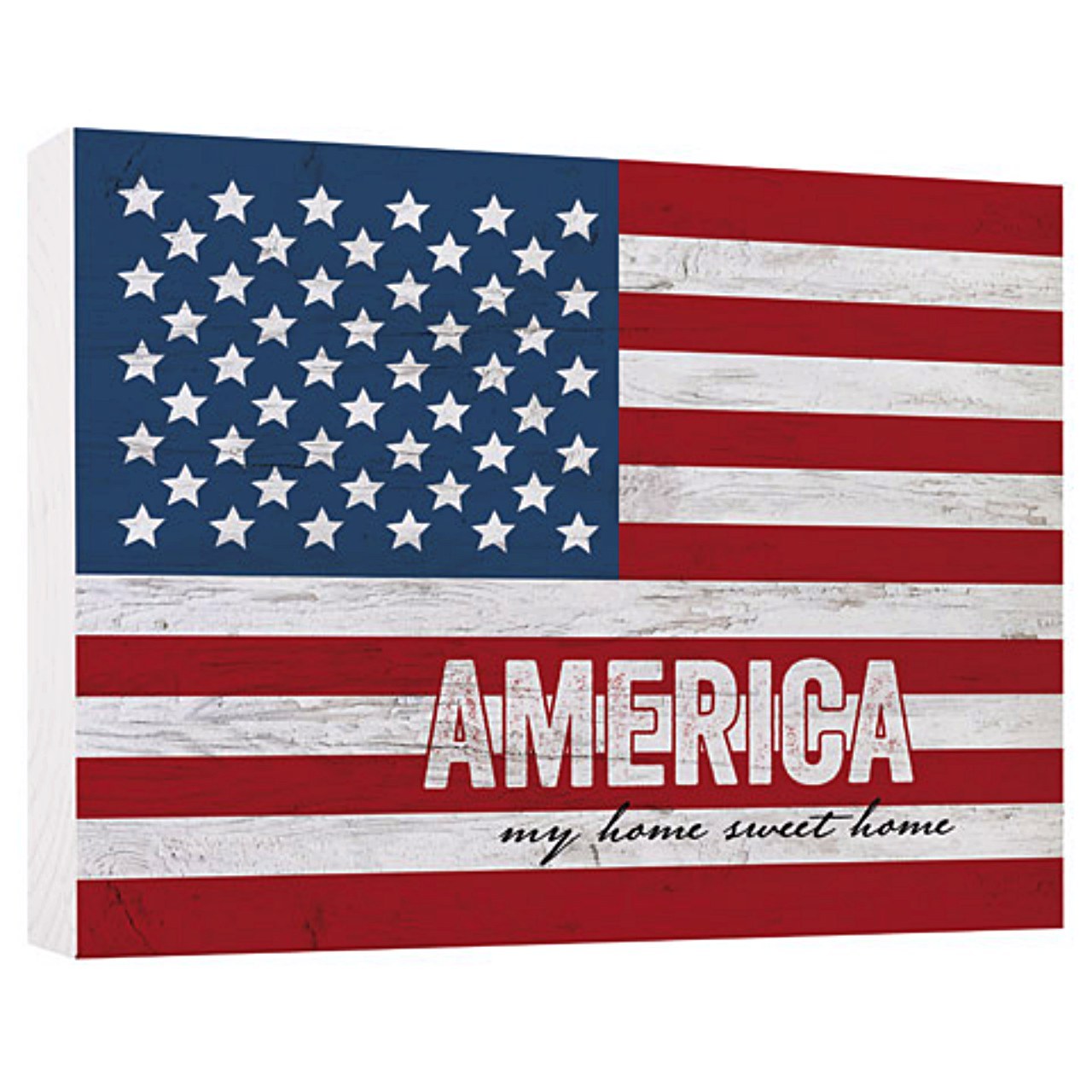 P. Graham Dunn AMERICAN FLAG Block Sign Painted Pine WOOD 7.25″x 5.5″ PATRIOTIC