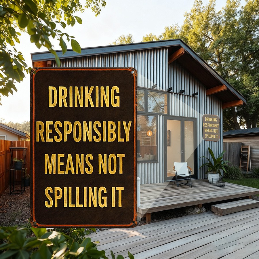 Retro Metal Decoration Aluminum Sign Funny Saying Drinking Means Not Spilling