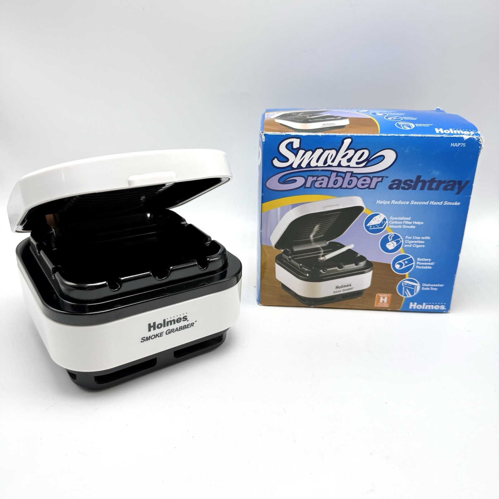 Holmes Smoke Grabber Ashtray HAP75 Battery Powered Portable Dishwasher Safe