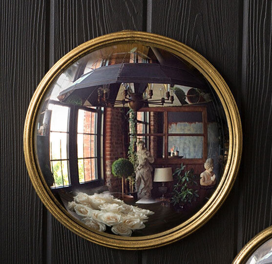 Convex Wall Mirror 10″ Round Gold Framed Antique Vintage Style