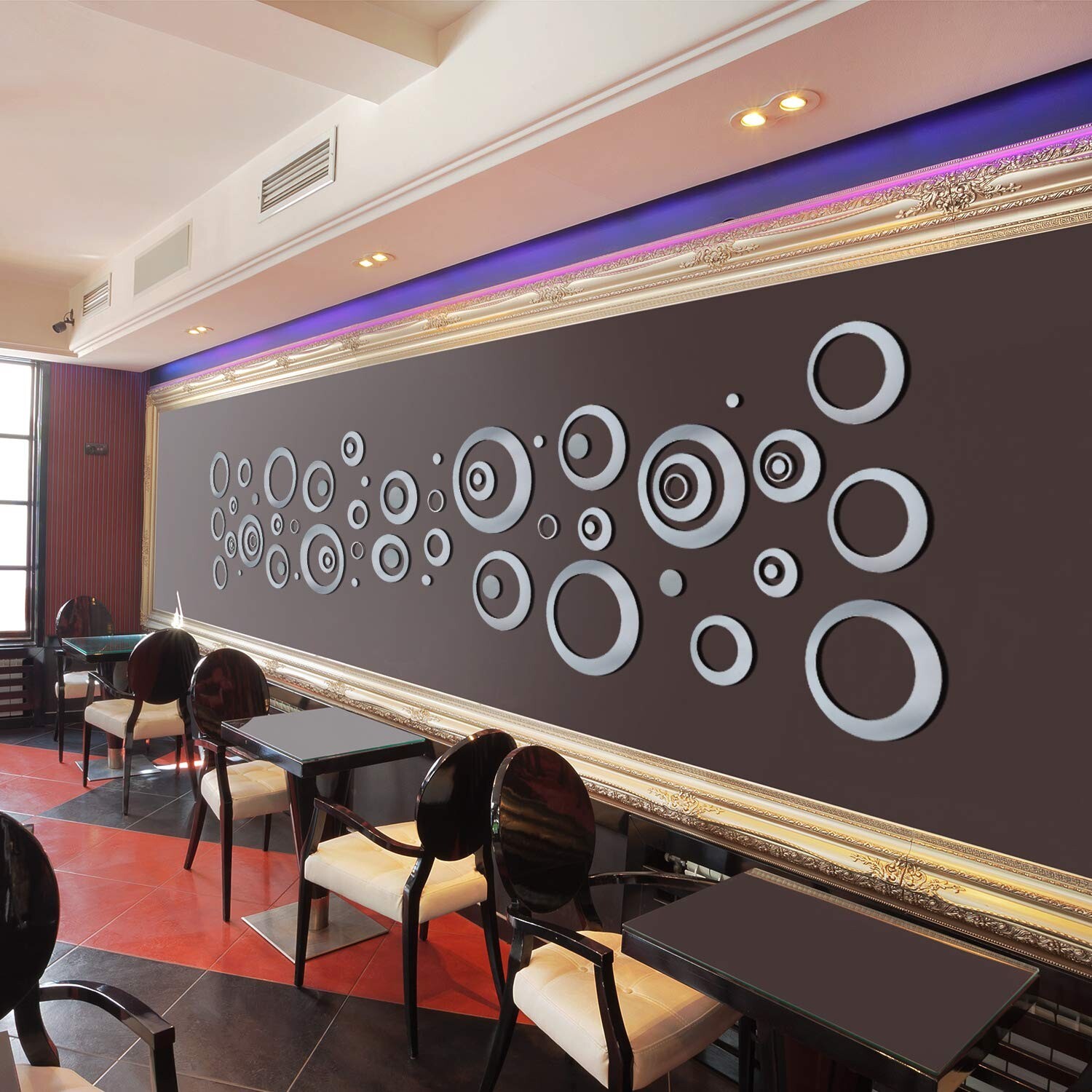 Shappy 72 Pieces Removable Round Circle Wall Sticker Decal Acrylic Mirror Set…
