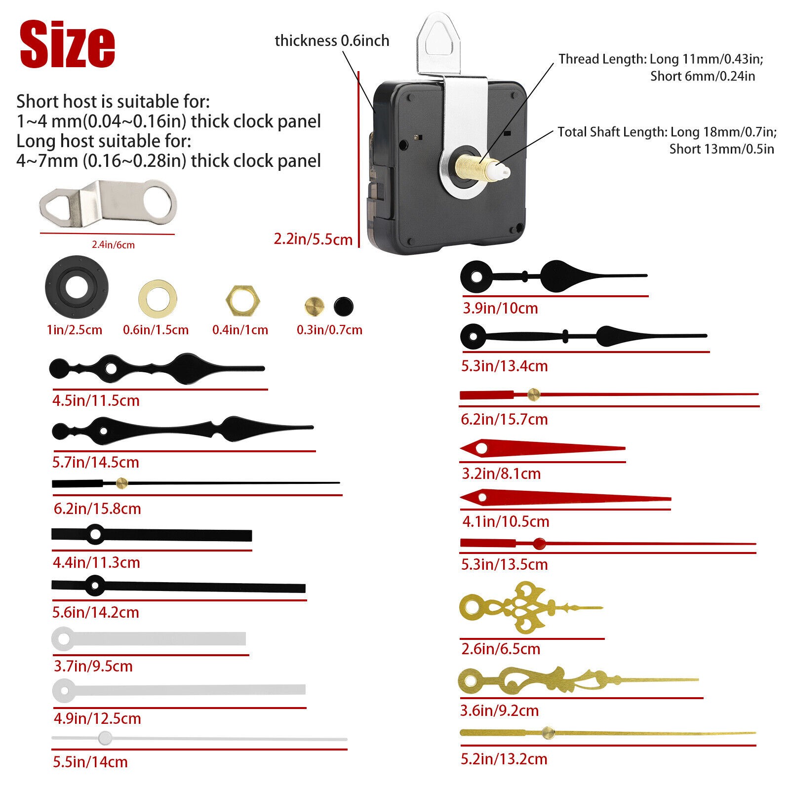 4PCS Wall Quartz Clock Movement Mechanism DIY Replacement Repair Part Motor Kit
