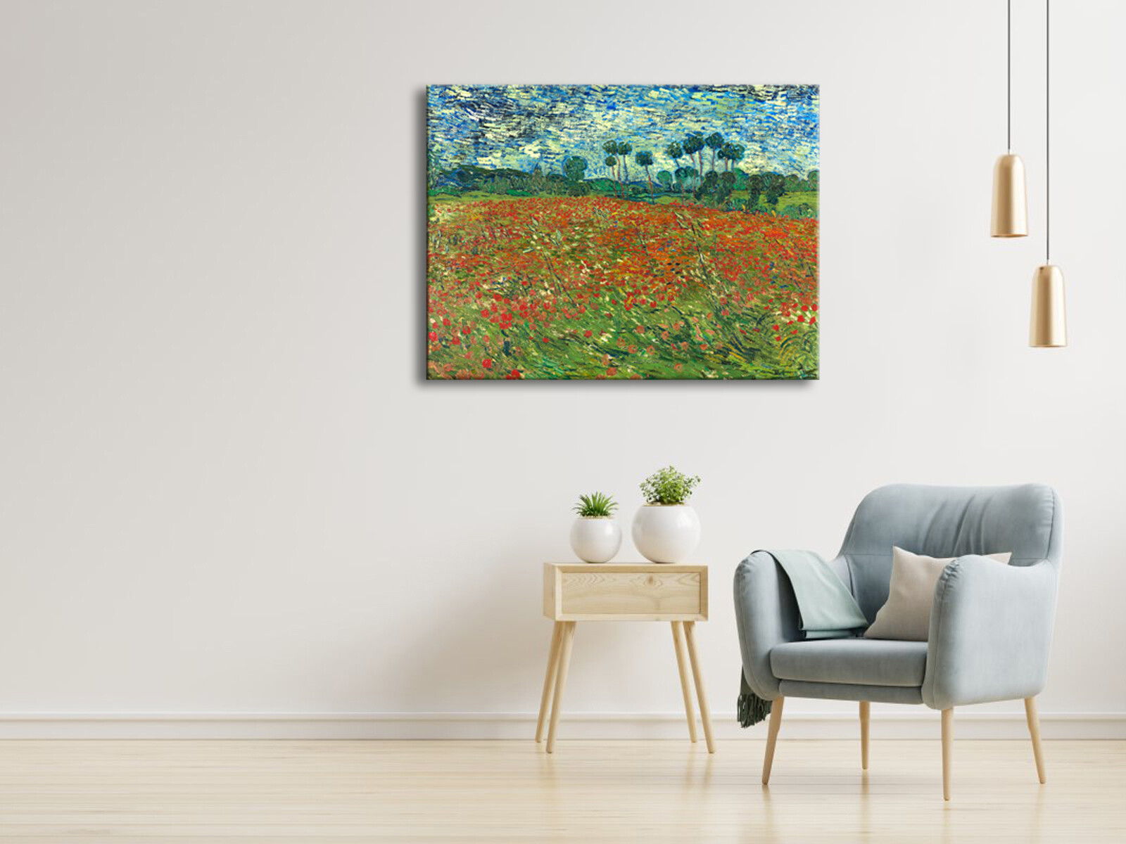 Large Poppy Field June 1890 Canvas Print of Vincent Van Gogh Wall Art Paintings