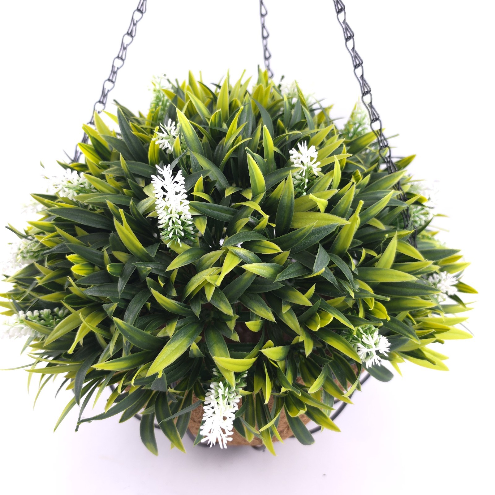 Wicker Park 17″ Faux White Lavender Floral Indoor/Outdoor Spring Hanging Basket