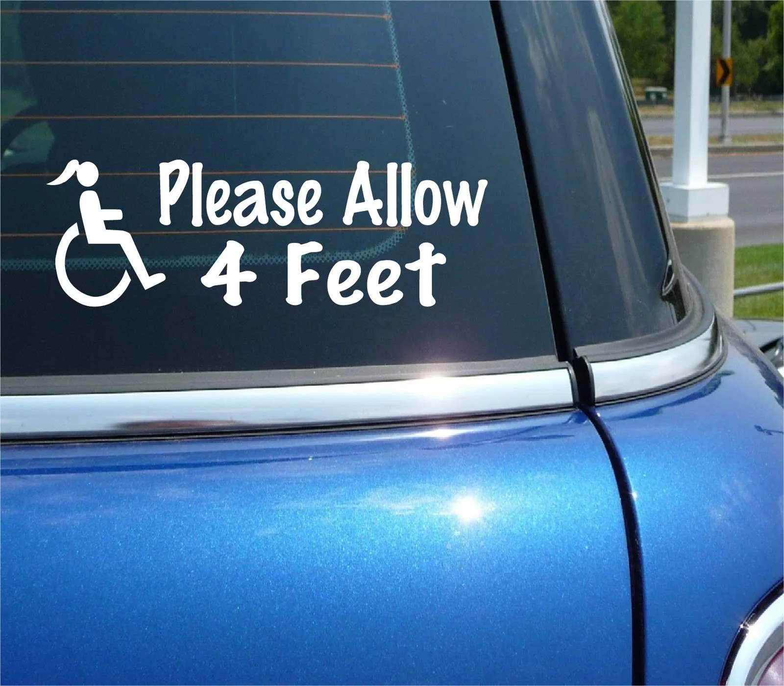 PLEASE ALLOW 4 FEET HANDICAPPED WOMAN DECAL STICKER WHEELCHAIR CAR TRUCK VAN