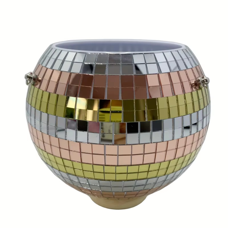 Handcrafted Bohemian Hanging Disco Mirror Ball Planter – Stylish & Self-Watering