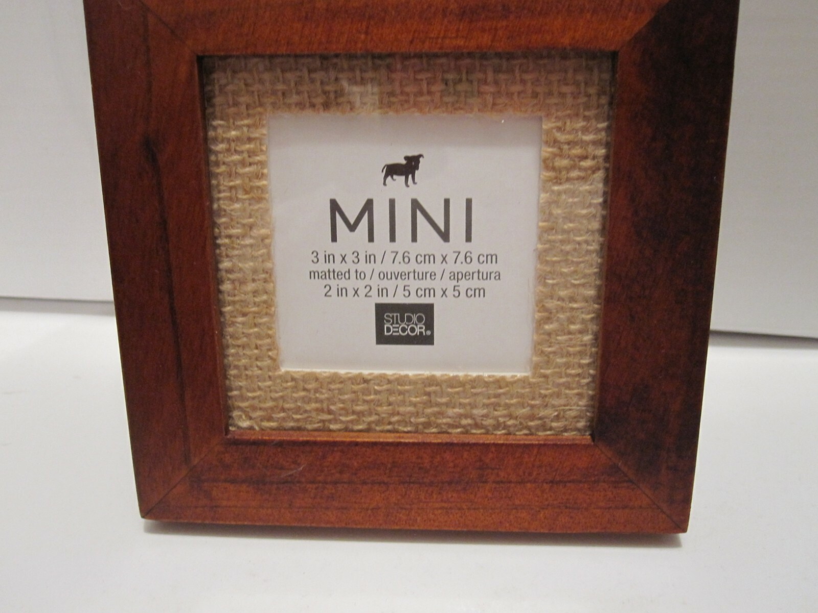 3X3 Walnut Wood Picture Photo Frame With Burlap Mat 2×2