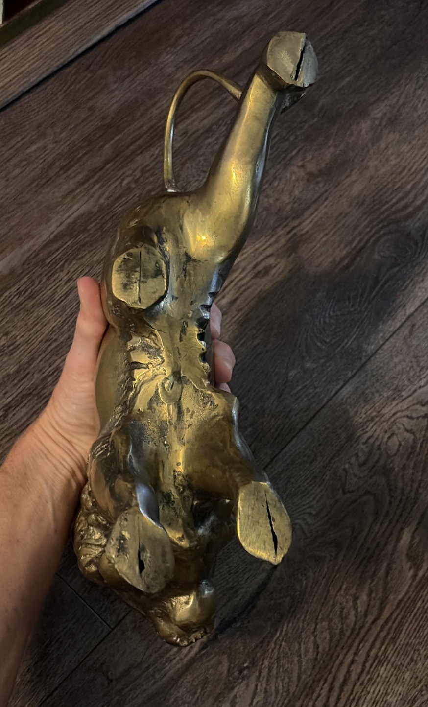 Large heavy Vtg MCM mid century Solid Brass Lion Statue Figurine 3 Pounds Unique