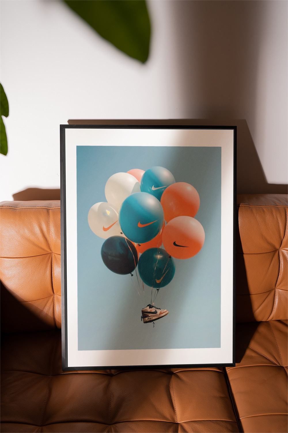 Vintage Nike Sneakers Poster with balloons, Retro Hypebeast Wall Art