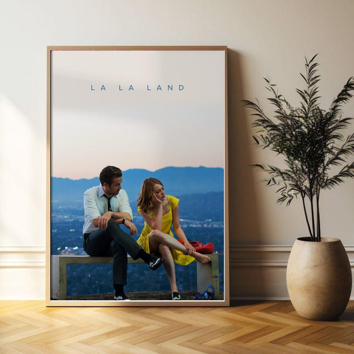 La La Land 2025 Movie Poster Minimalist Art Mia and Sebastian Ryan Gosling