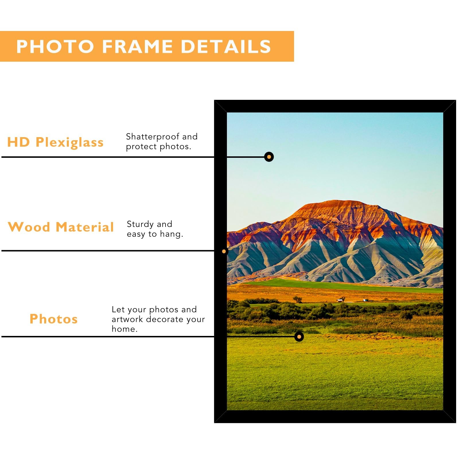 17×22 Picture Frame Black for Wall Mounting, Horizontal and Vertical Formats …