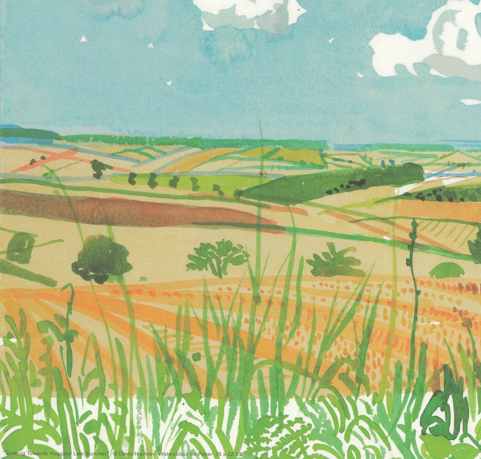 DAVID HOCKNEY Looking Towards Huggate 15″ x 22.5″ Offset Lithograph 1998 Pop Art