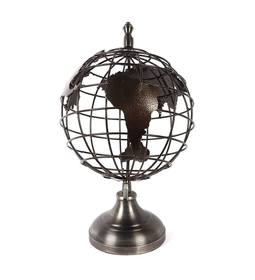 Handicraft Metal Decorative Globe Brown Black Finish for Office/Living Room Deco