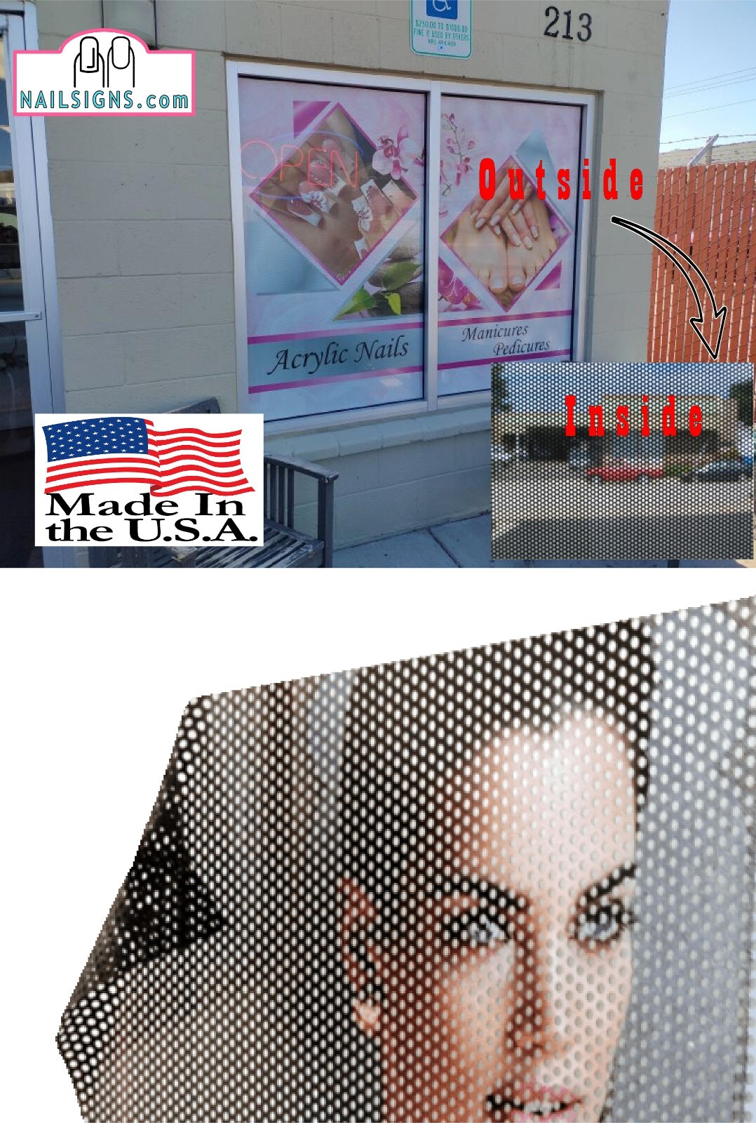 Hair Salon 29 Perforated Mesh See-Through Window Vinyl Beauty ad Sign Horizontal