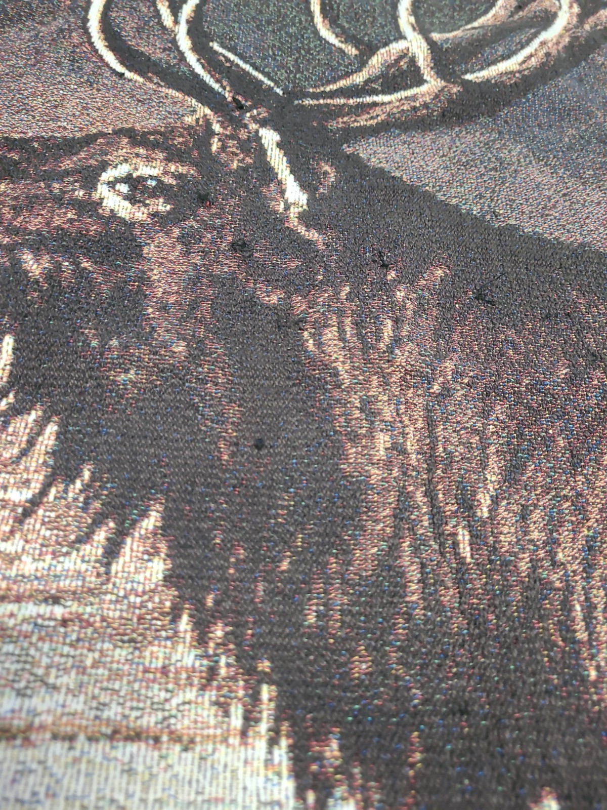 Vintage Woven Tapestry Elk In River Decorative Throw Blanket 58×42″