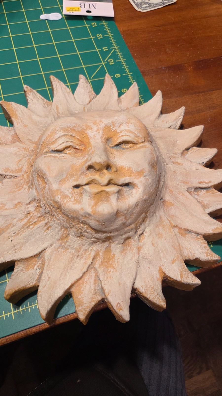 Sun Face Plaque 10″ Cement