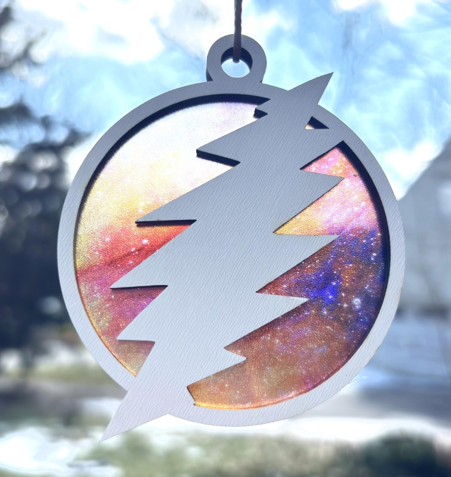 Grateful Dead Inspired Bolt Night Sky Hanging Ornament MDF Acrylic Psychedelic