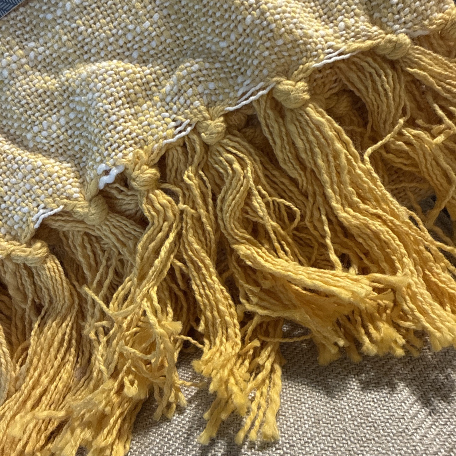Threshold Studio 60×50″ Chunky Knit Throw Blanket Sunflower Fringe 100% Cotton