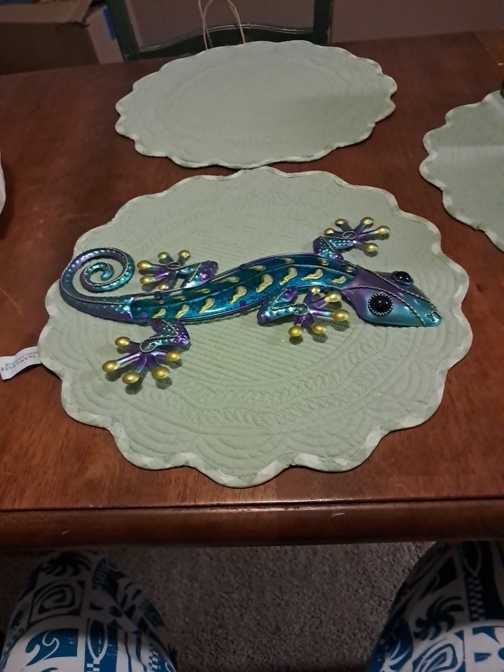 Metal And Glass Lizard Multi-color Wall Art 15 Inches By 7 Inches