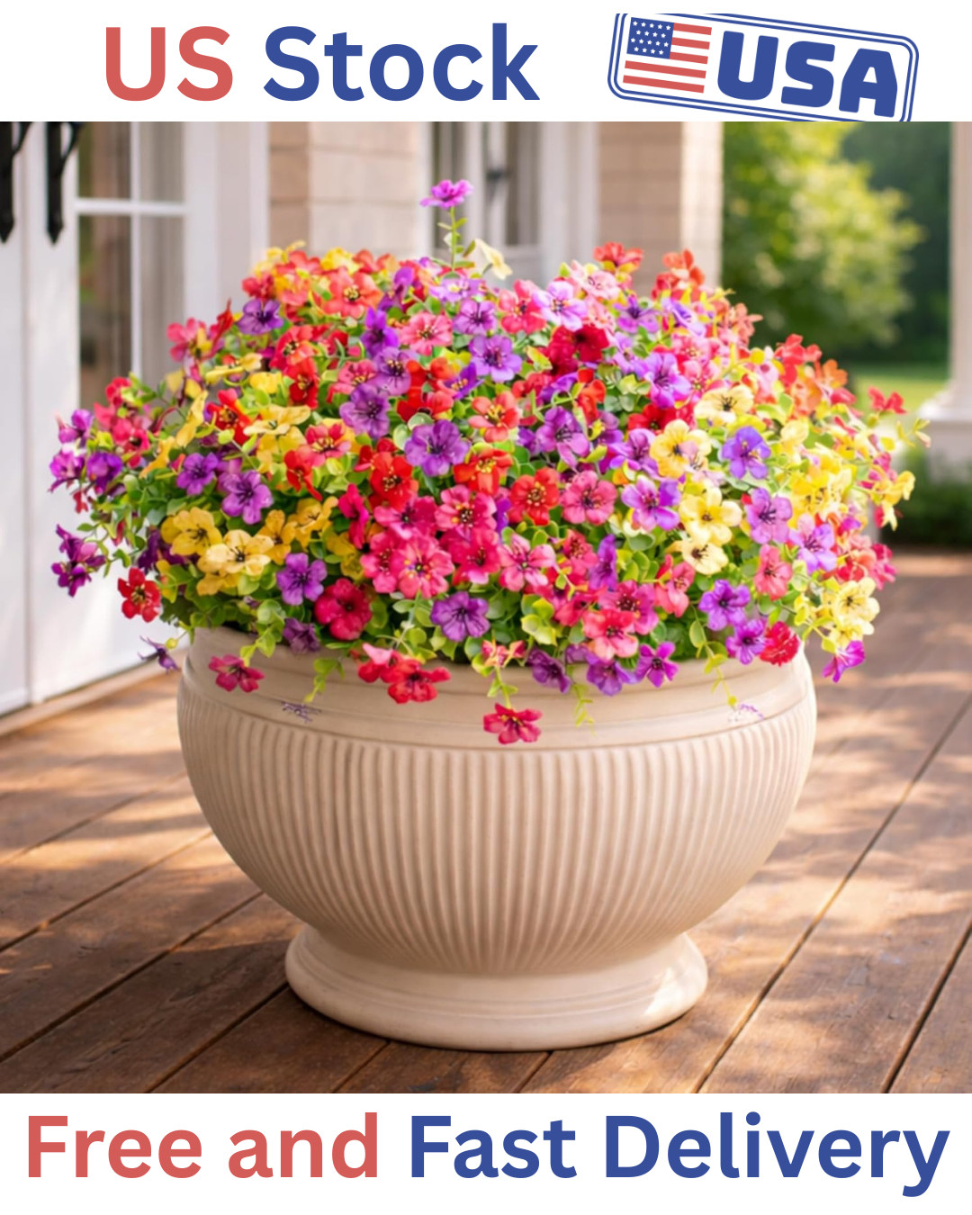 Artificial Flowers for Outdoors 12 Bundles Realistic Faux Plants UV Resistant