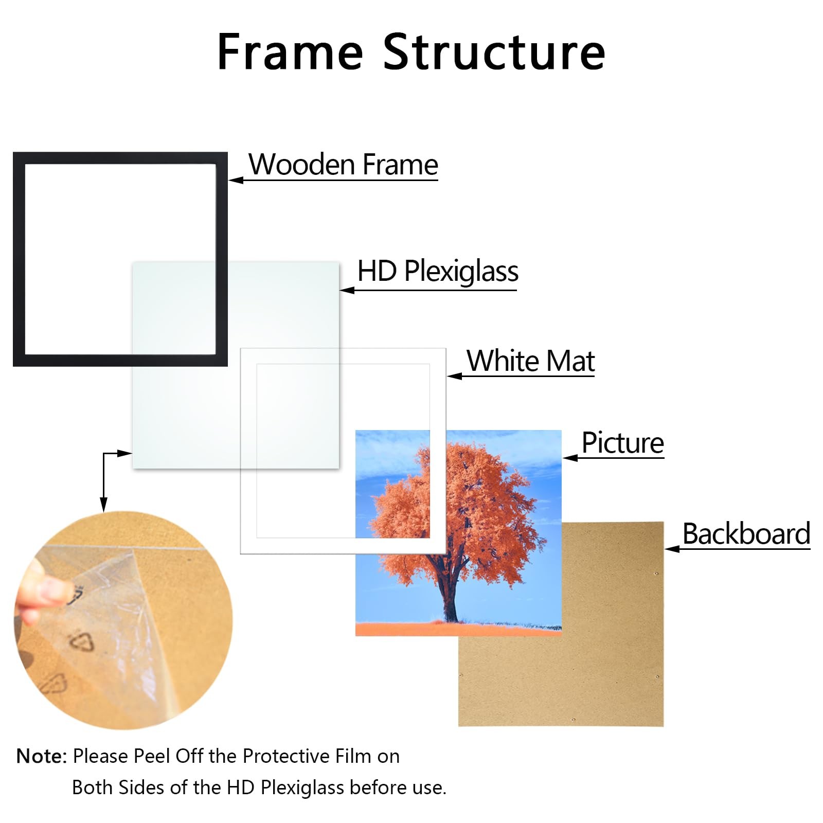 2 Pack 12×12 Picture Frame Black, Solid Wood Diamond Art Painting Frames 30×3…