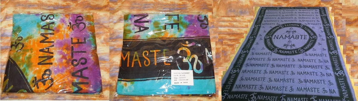 Tapestry Namaste Sacred Om design NEW Rainbow Tie dye Woven cotton 72″ x 108″
