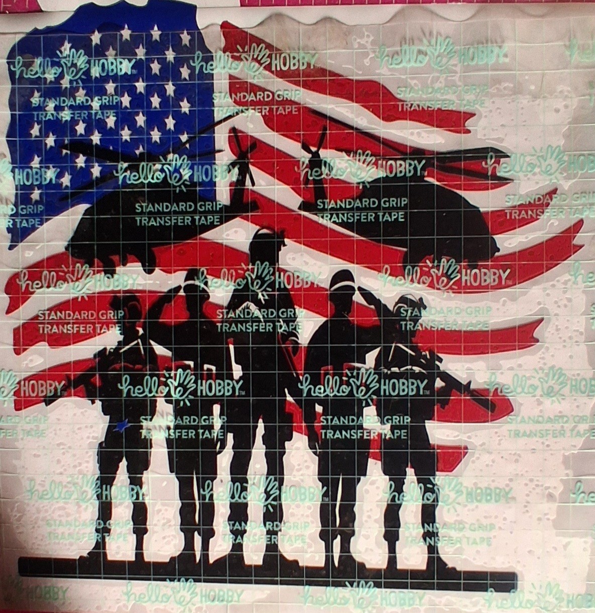 Military Soldiers American Flag Vinyl Decal Red White Blue Black 10in x10in