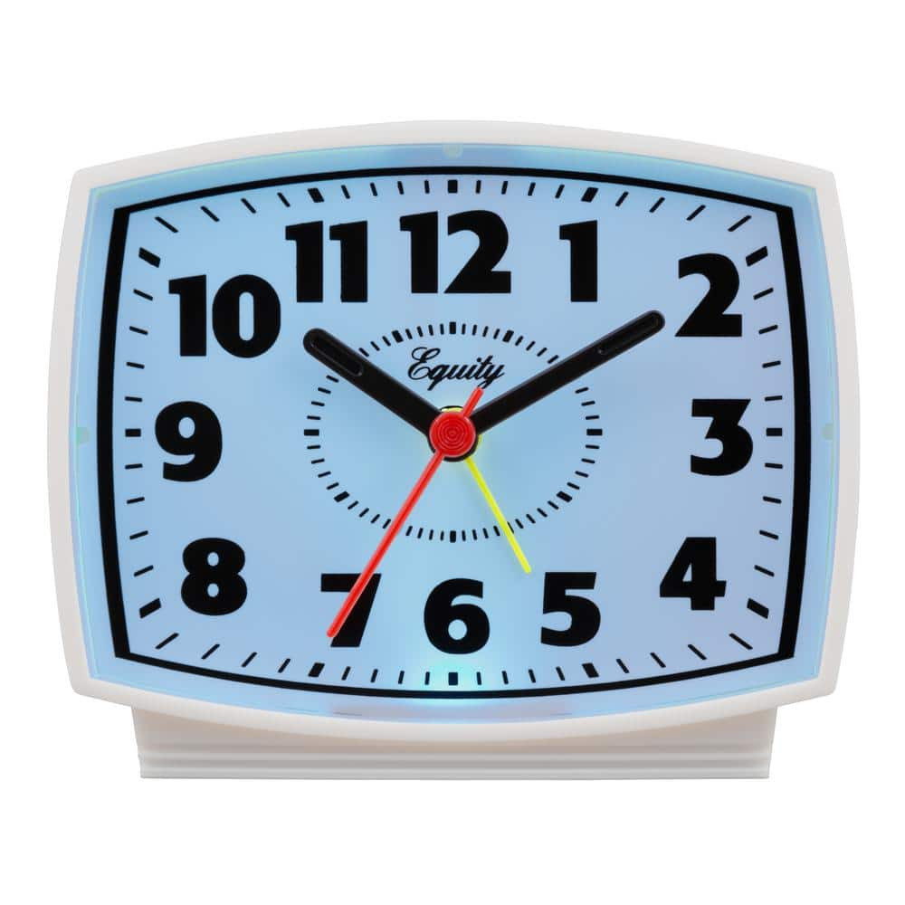 NEW Durable Tall Electrical Analog White Alarm Clock 3in with Backlight Quartz