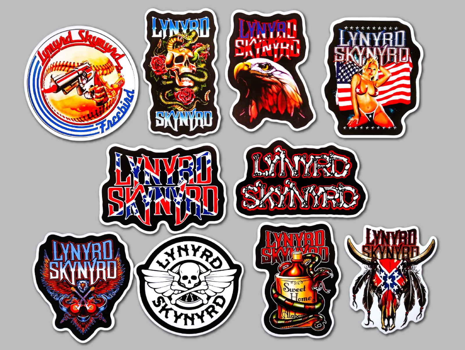 Lynyrd Skynyrd Vinyl Lot Pack (10 Stickers) classic rock zz top acdc country