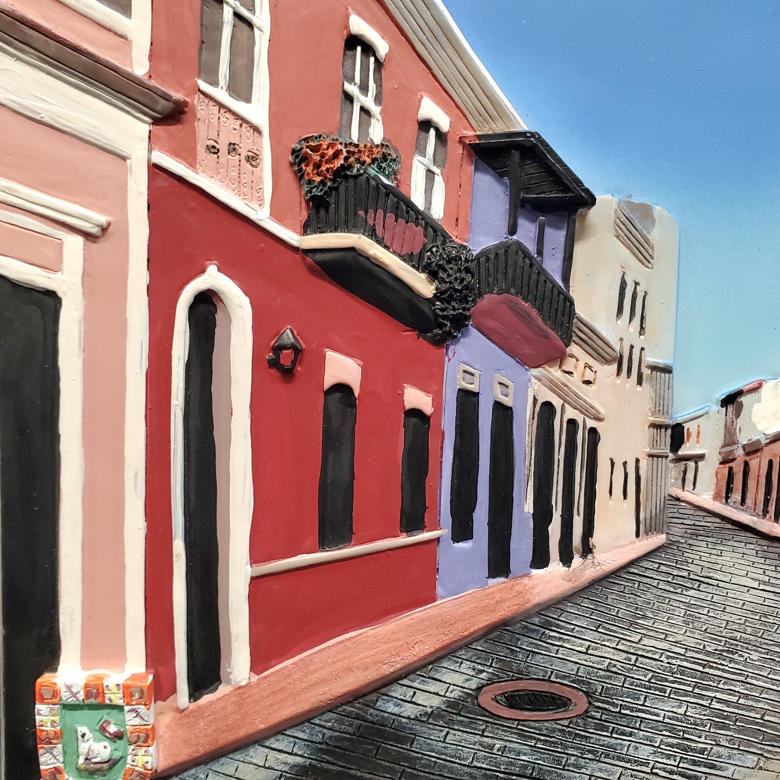 Vintage Y2K DINO 3D Hand-Painted Wall Plaque Calle San Sebastian San Juan PR
