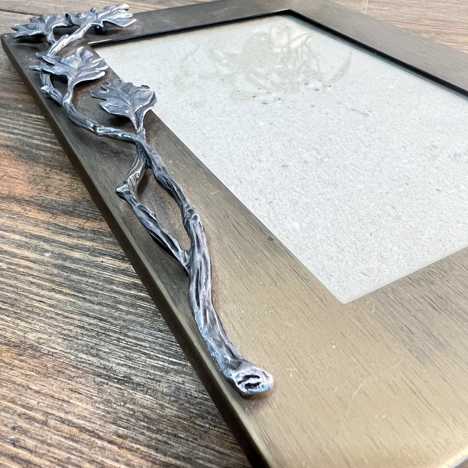 Burnes Of Boston Photo Frame Bronze Finish branch with leaves Vintage 1998