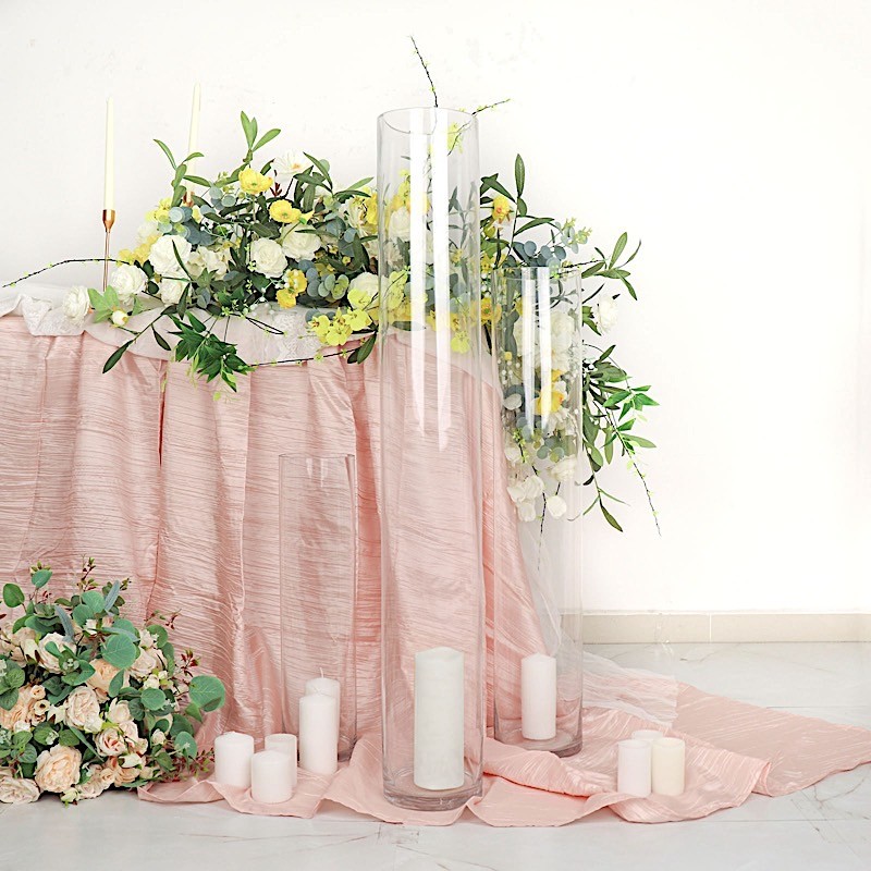 2 Clear 40 in Round Cylinder Glass Flower VASES Table Centerpieces Party Events