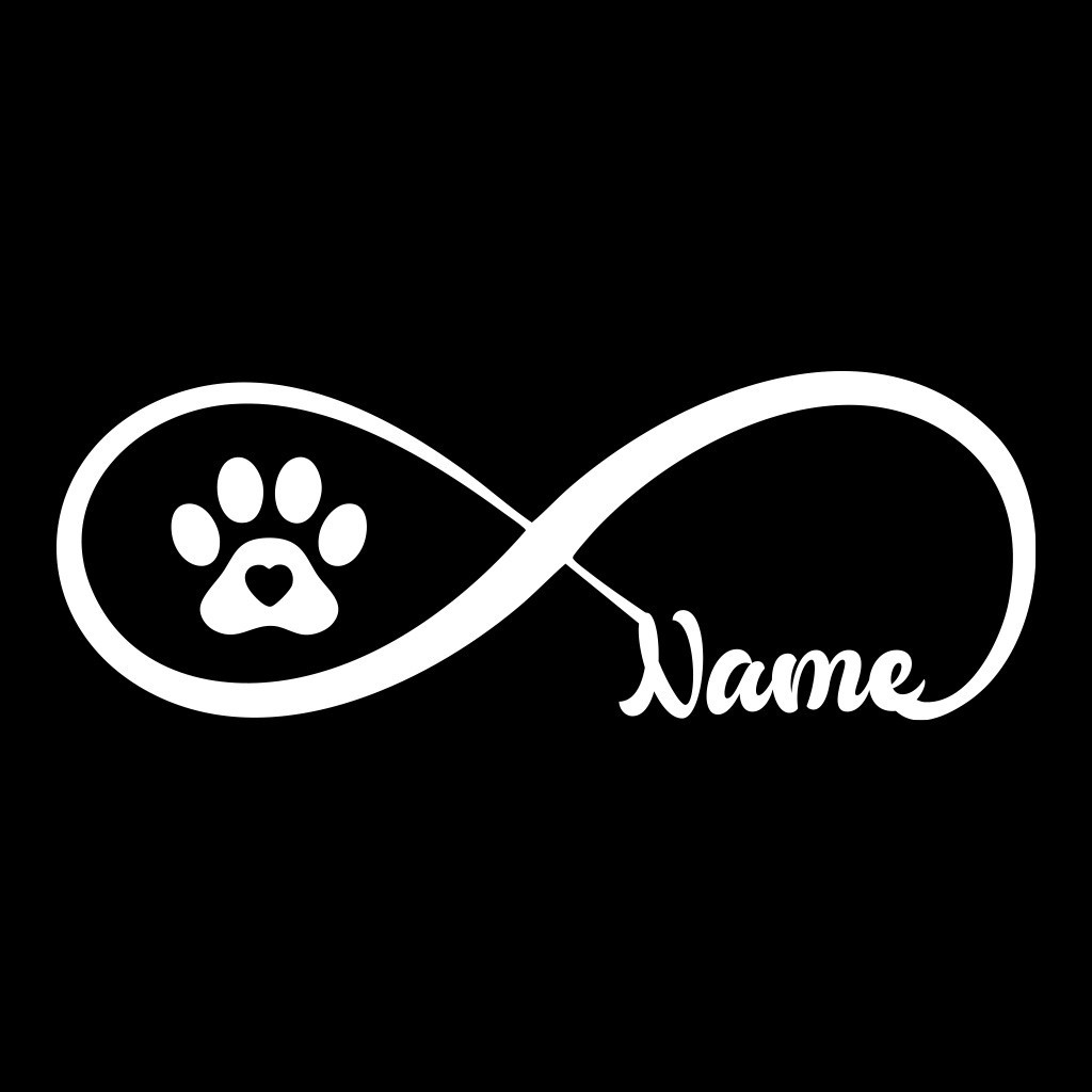 Personalized Infinity Paw Print Name Decal – Custom Pet Sticker 7×2.5 in