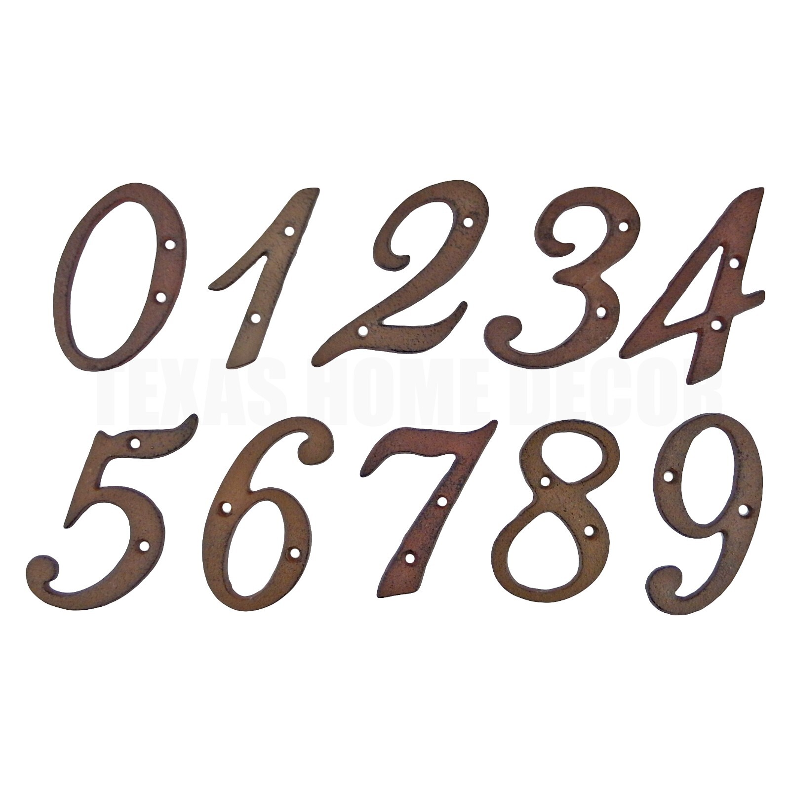 Rustic BROWN Cast Iron Metal House Numbers 4 Inch Rustic Cast Iron Pick #’s 0-9
