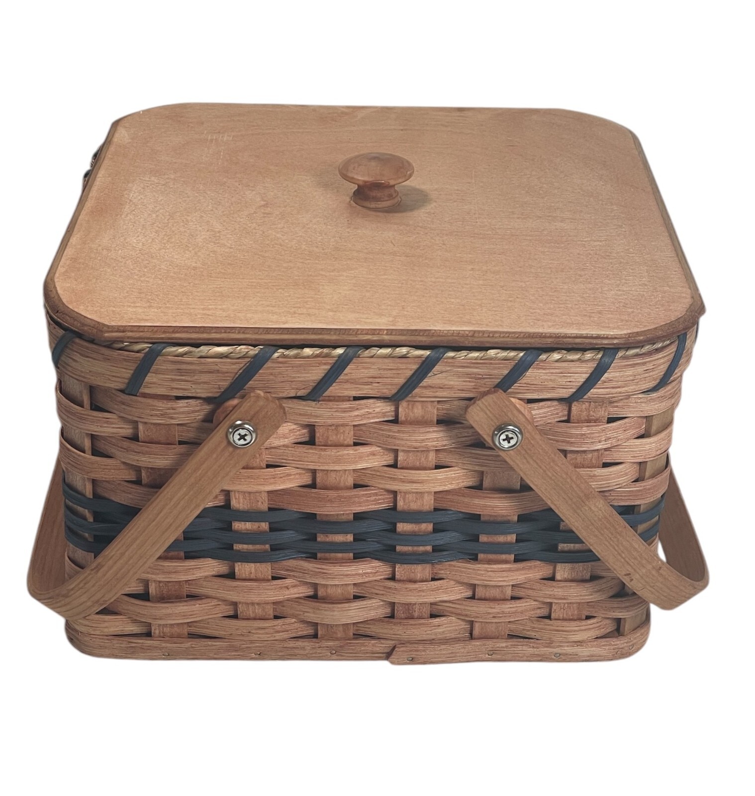 Amish Double Pie Carrier Square Handmade Gingerich Style Basket Swinging Handles
