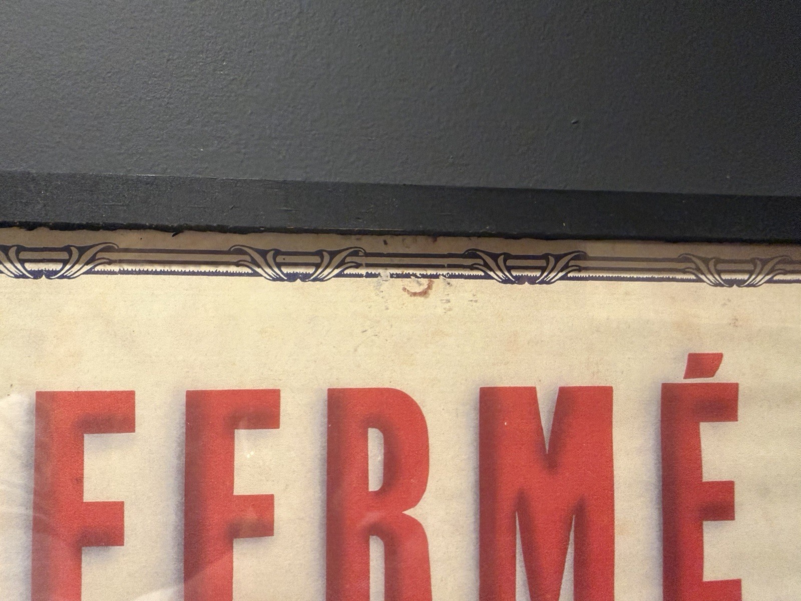 Anthropologie French Framed Picture “FERME” (Closed) Marcel Schmitt Belfort