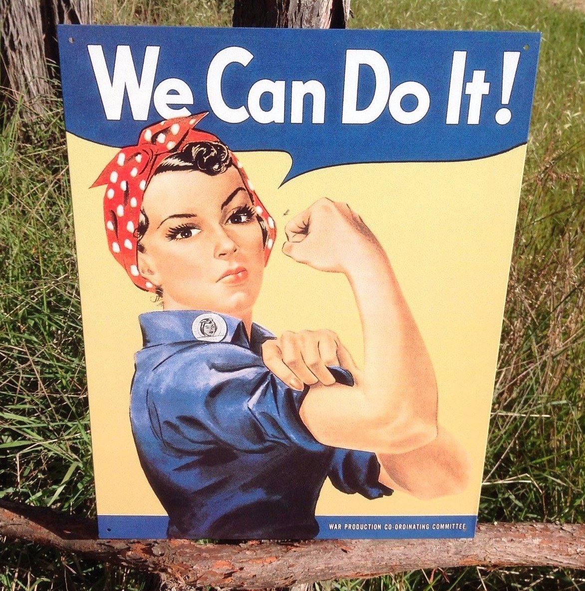 Rosie The Riveter We Can Do It Womens Defense Workers Metal Sign Tin Vintage